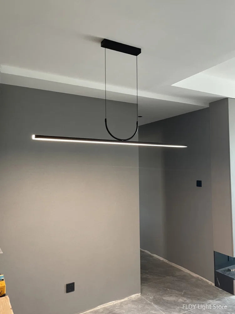 Minimalist Iron Pendant Light - Linear Hanging Lamp