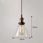 Industrial Clear Glass Pendant Light with Antique Brass Fitting for Bar