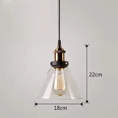 Industrial Clear Glass Pendant Light with Antique Brass Fitting for Bar