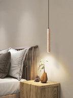 Slim Travertine Led Pendant Lamp Natural Stone Suspension Ceiling Hanging Light for Bedroom Bedside Dining Room Kitchen Island