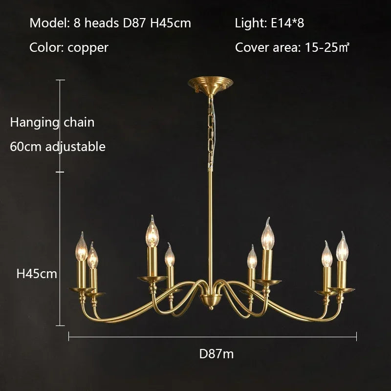 Retro Gold Crystal Chandelier - Dining Room Light