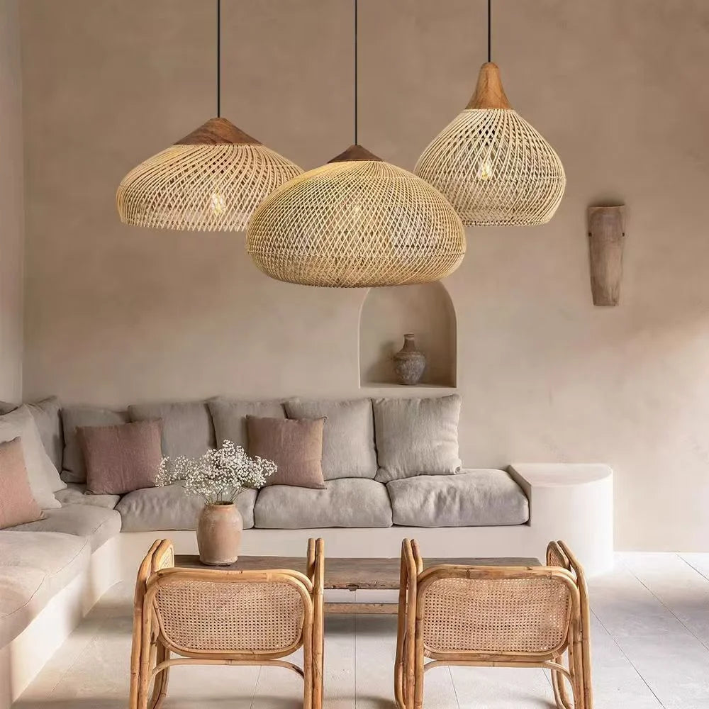 Bohemian Rattan Pendant Light for Dining Room