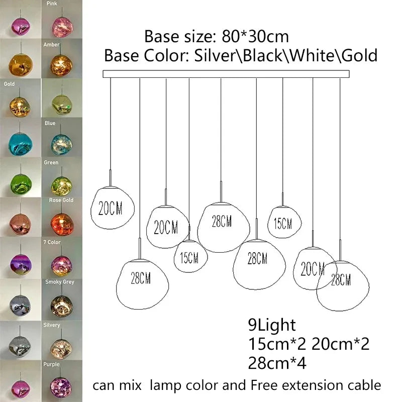 Nordic Glass Pendant Light - Lava Design Hanging Lamp