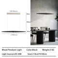 Modern Wood Bead Linear LED Pendant Light for Dining Table and Kitchen Island