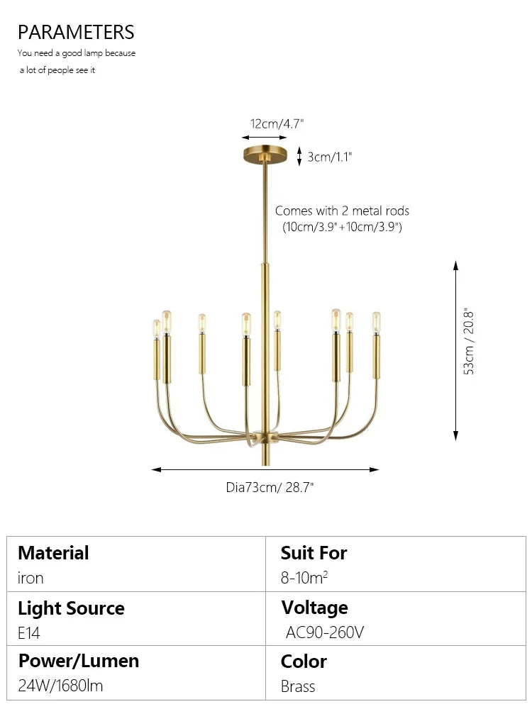 Modern Minimalist Iron Chandelier Hanging Lamp