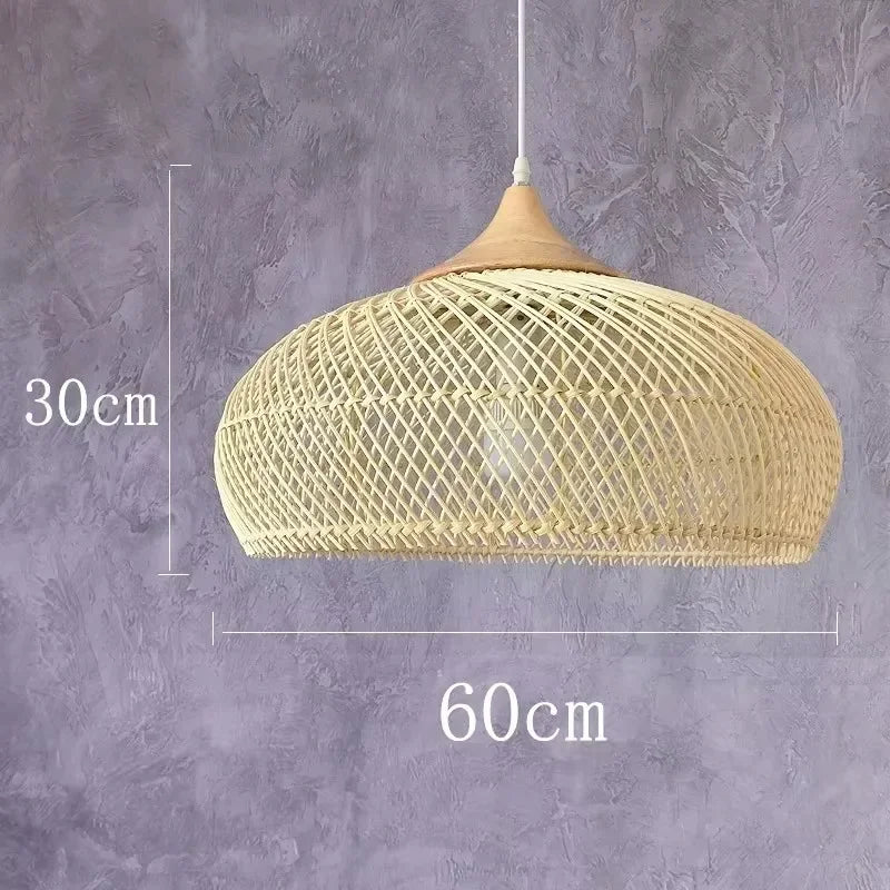 Lámpara colgante de ratán Wabi-sabi, candelabros vintage tejidos a mano para sala de estar, restaurante, dormitorio, cocina, lámpara colgante de cuerda de cáñamo