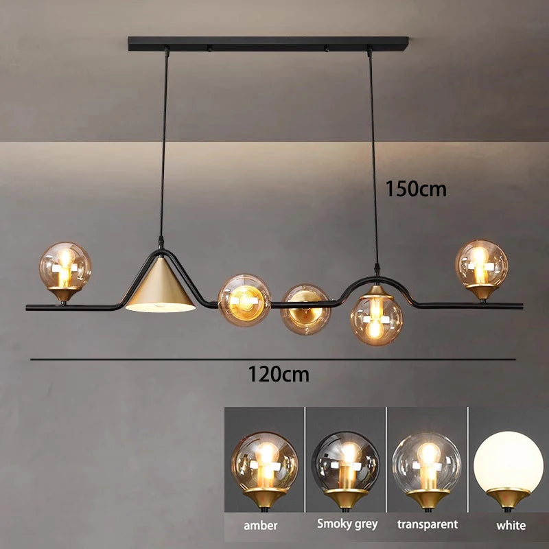 Nordic Iron Glass Pendant Light for Dining Room
