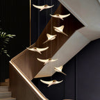 Lámpara colgante nórdica de acrílico con forma de pájaro para escalera