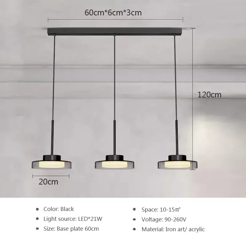 Minimalist Iron & Acrylic Pendant Light for Dining
