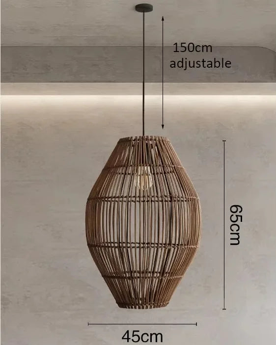 Lámparas colgantes LED de ratán retro para sala de estar, dormitorio, restaurante, lámpara colgante tipo loft, decoración del hogar, luminaria colgante