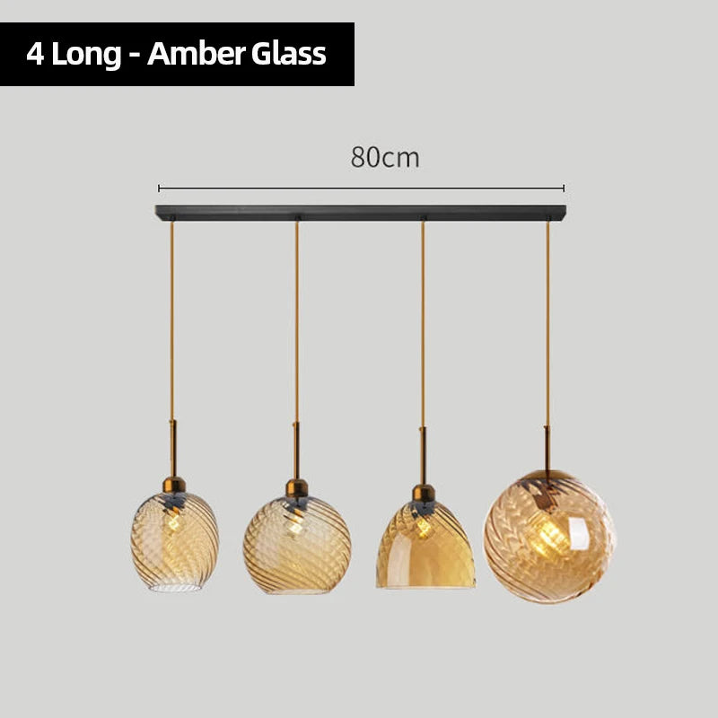 Modern Swirl Glass Pendant Light in Smoked Gray and Amber for Kitchen Island