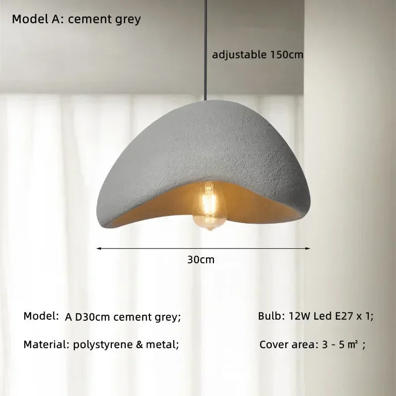 Wabi Sabi White Resin Dome Pendant Light for Living Room and Dining Room