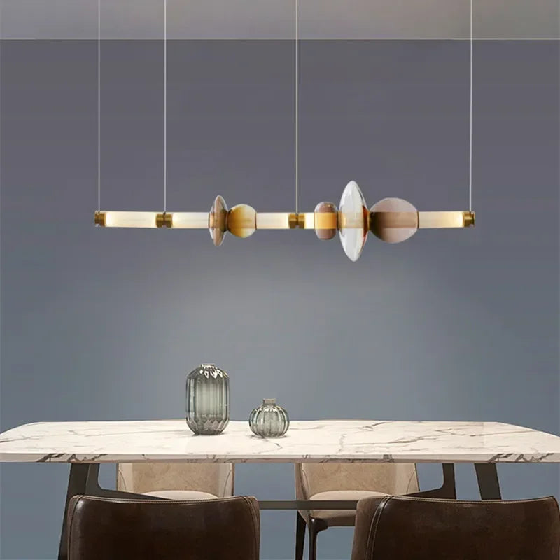 Minimalist Glass Pendant Light with Brass Accents