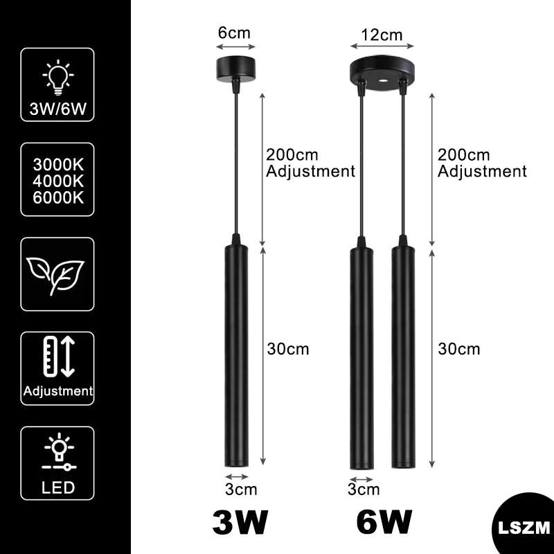 Lámpara colgante minimalista de aluminio ajustable