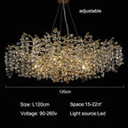 Modern Gold Branch Crystal Chandelier for Dining Room
