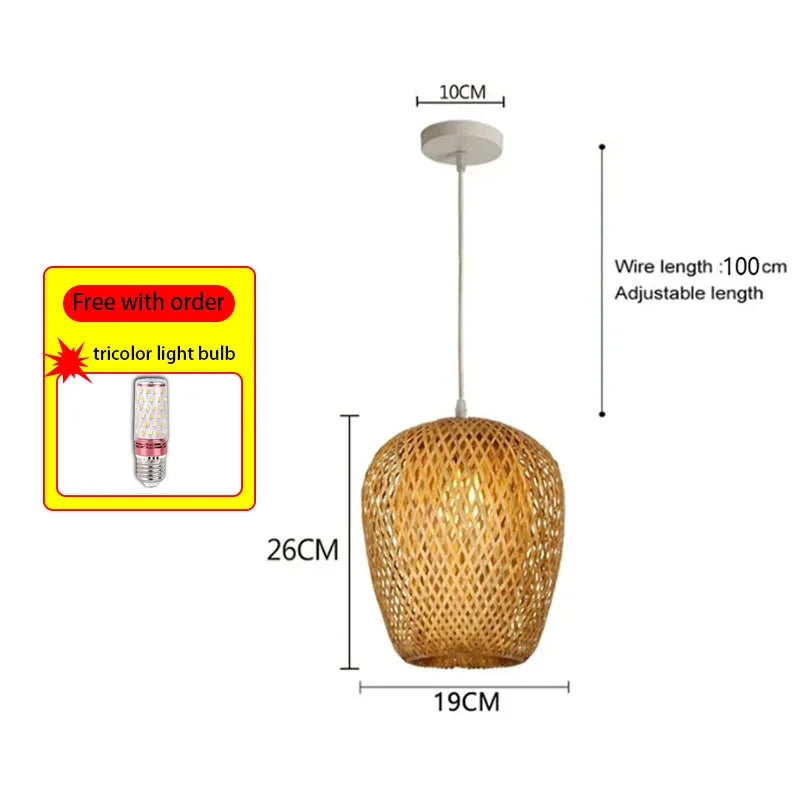 Bamboo Rattan Woven Pendant Light Chandelier