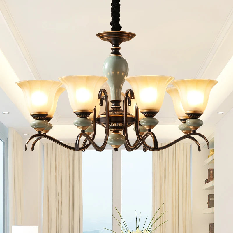 Vintage Iron Ceramic Chandelier Multi-Size