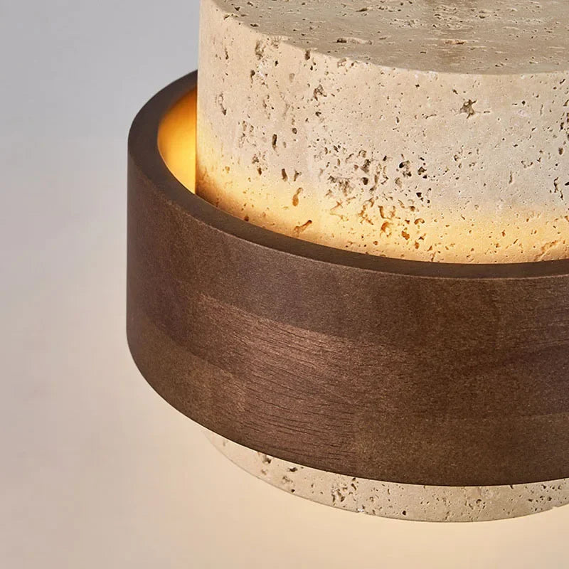 Lámpara Colgante Nórdica de Madera y Piedra para Comedor