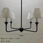 Modern Black Chandelier with Fabric Shades