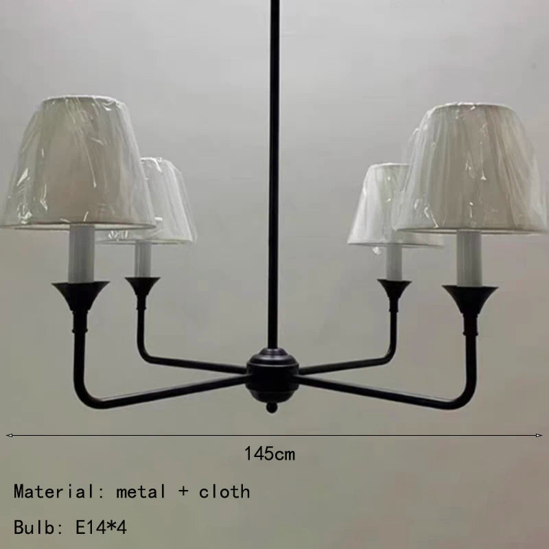 Modern Black Chandelier with Fabric Shades