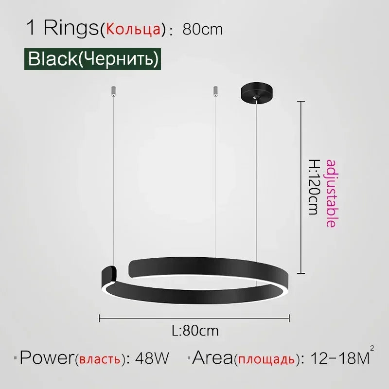 Nordic Copper Ring Pendant Light for Dining Room