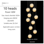 Starry Glass Ball Cluster Chandelier for Staircase in Smoky Gray and Cognac
