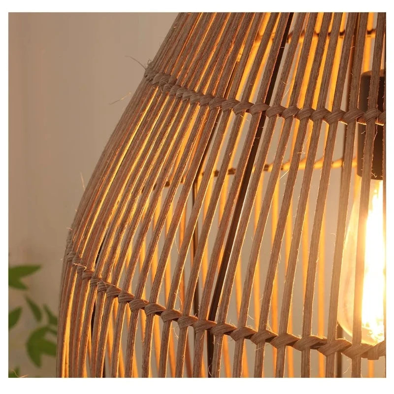 Lámparas colgantes LED de ratán retro para sala de estar, dormitorio, restaurante, lámpara colgante tipo loft, decoración del hogar, luminaria colgante