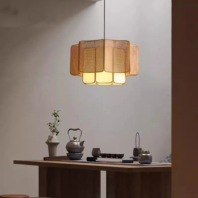 Bohemian Rattan Pendant Light for Dining Room