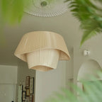 Nordic Cream Pleated Wave Fabric Pendant Light for Living Room