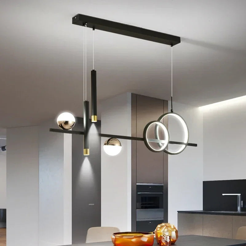 Minimalist Iron Pendant Light with Brass Accents