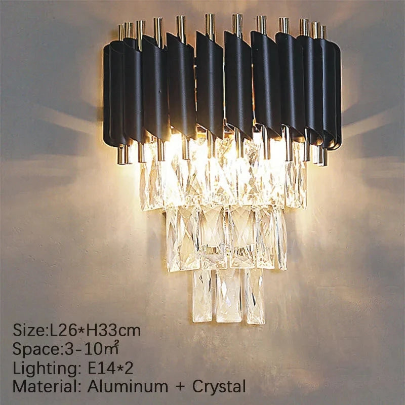 Black Gold Crystal Chandelier Modern Ceiling Light
