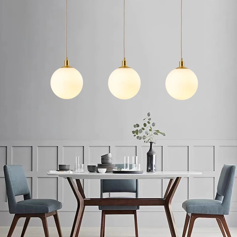 Nordic Brass Glass Pendant Light for Dining Room