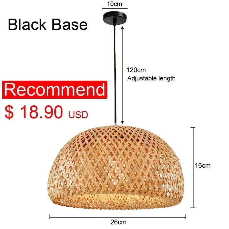 Bohemian Bamboo Rattan Pendant Light Woven