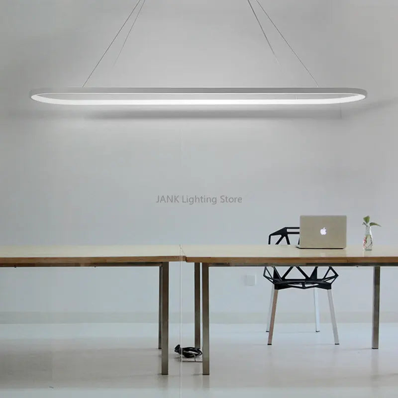 Minimalist LED Pendant Light Oval Strip Design