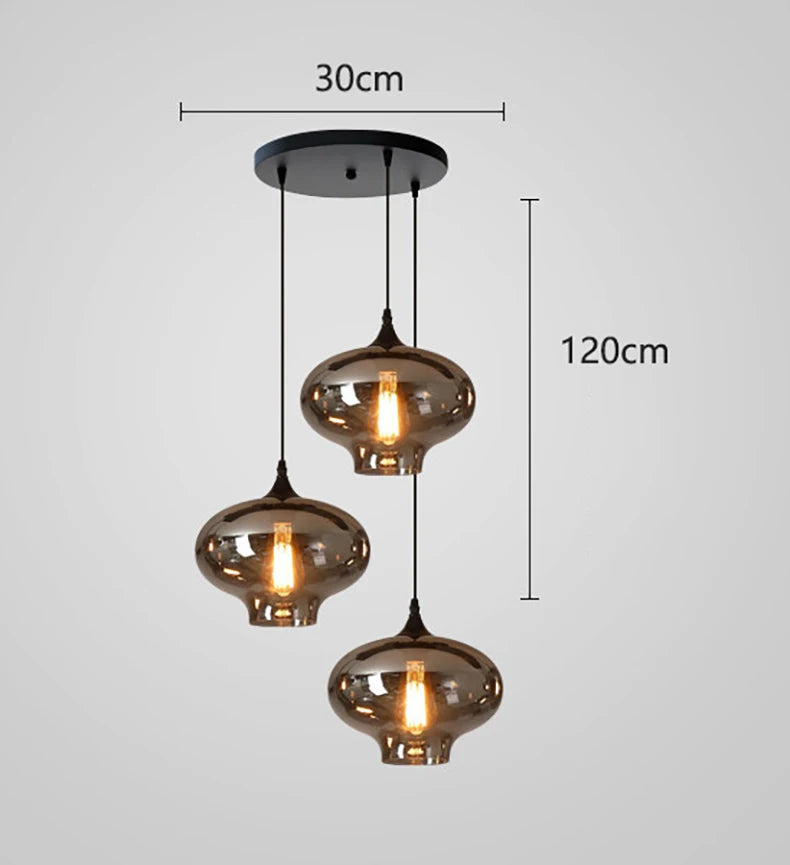 Nordic Smoke Glass Pendant Light for Dining Room