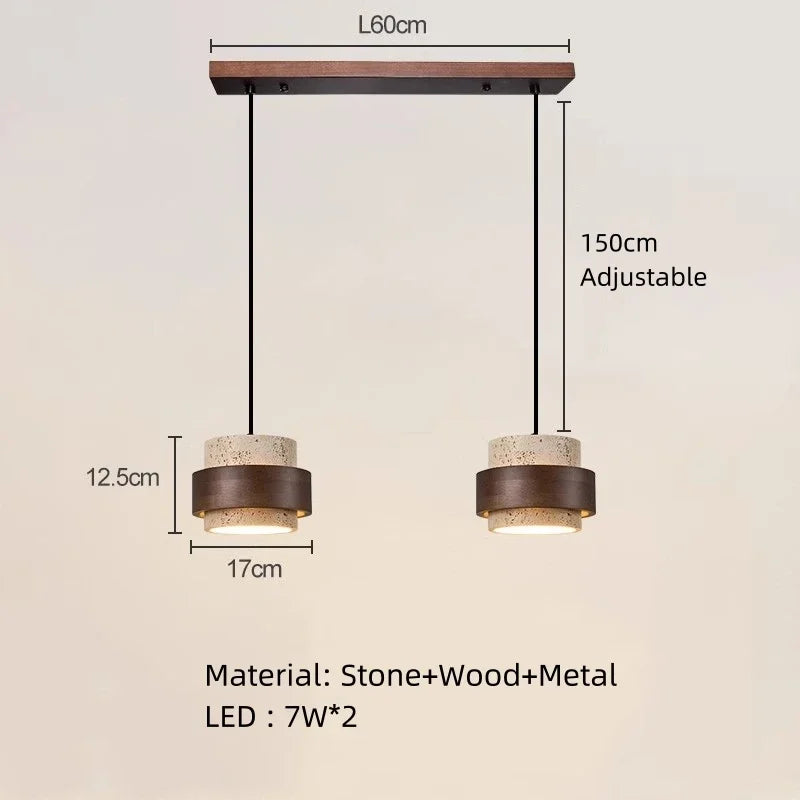Nordic Wood Stone Pendant Light for Dining Room