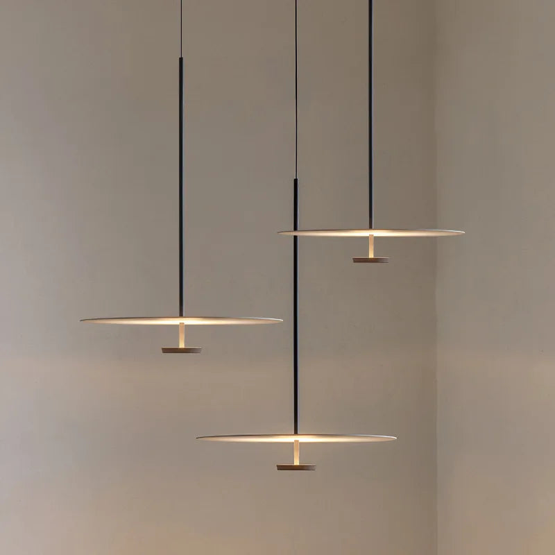 Minimalist Iron Pendant Light with Wooden Accent