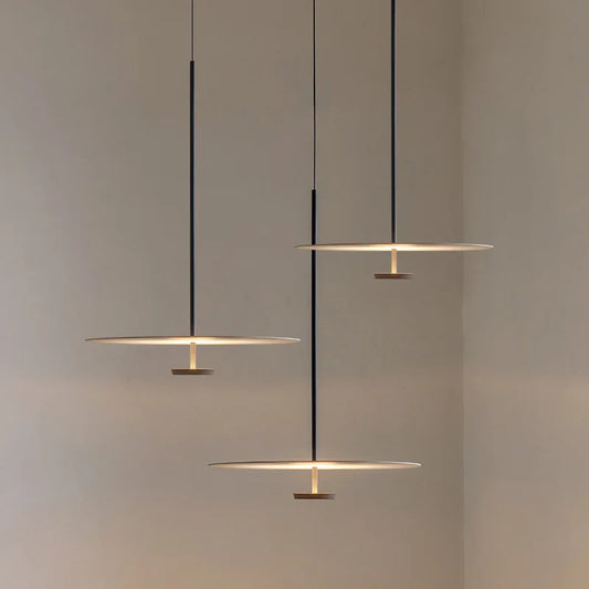 Minimalist Iron Pendant Light with Wooden Accent