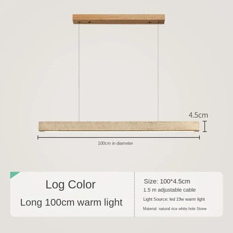 Lámpara colgante minimalista de madera y piedra para comedor