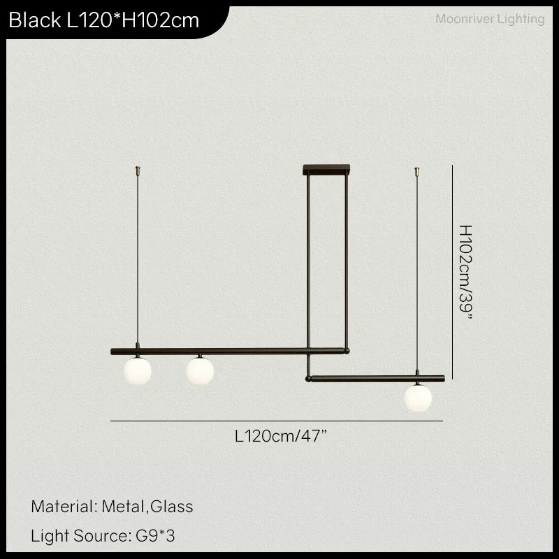 Nordic Minimalist Brass Pendant Light Linear Multi-Head