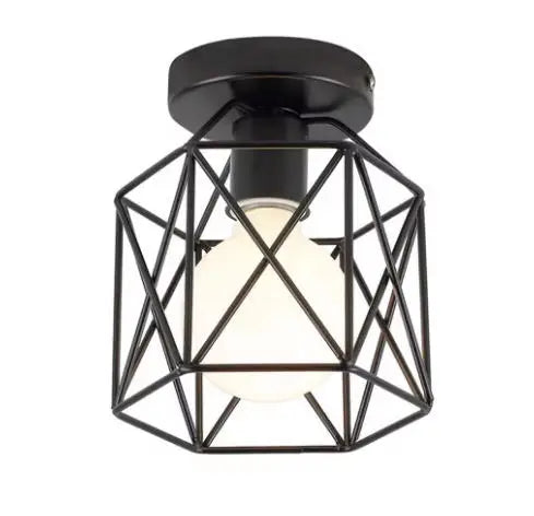 Industrial Iron Geometric Pendant Light for Dining