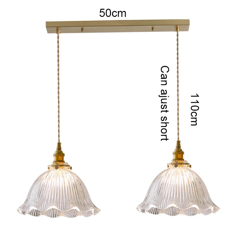 Retro Colored Glass Pendant Light Collection with Brass Fitting for Cafe
