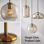 Lámpara colgante de cristal nórdico color coñac para comedor