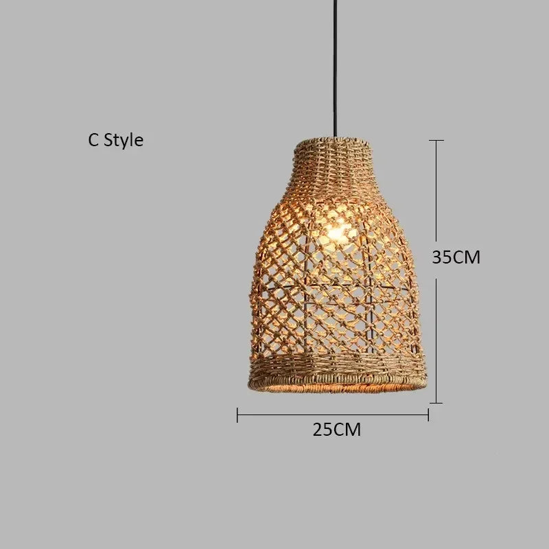 Bohemian Rattan Woven Pendant Light for Dining