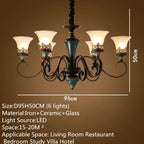 Vintage Ceramic Iron Chandelier Pendant Light