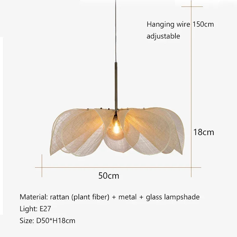 Wabi Sabi Fabric Pendant Light for Living Room