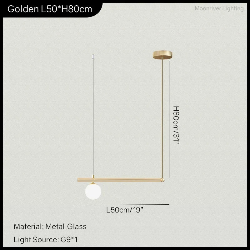 Lámpara Colgante Nórdica Minimalista de Latón Lineal Multicabezal