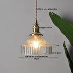 Lámpara colgante nórdica de cristal con base de cobre