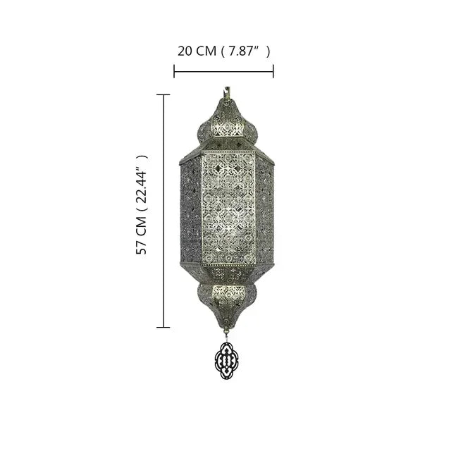 Moroccan Pierced Metal Teardrop Pendant Light for Dining Room and Hallway