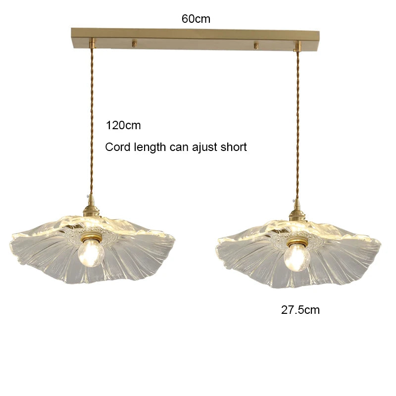 Vintage Flower Glass Pendant Light Collection with Brass Fitting for Bedroom